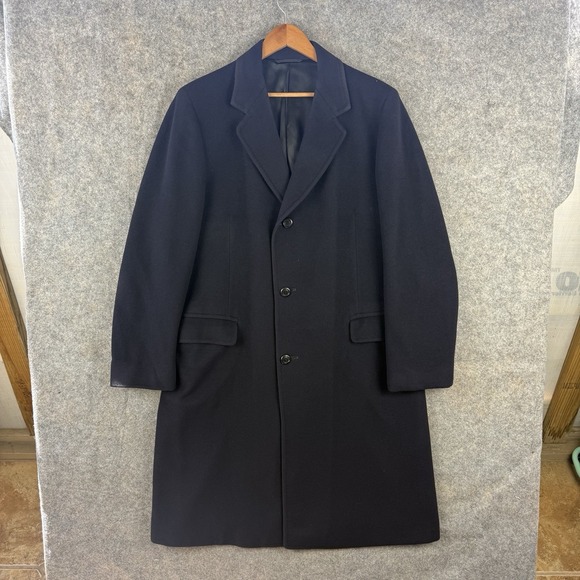 Karamai Other - Vintage Karamai 100% Cashmere Overcoat Dark Navy Mens 44 Union Made Top Coat